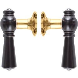 Wooden Door handle interior - Brass and black wood (205208)