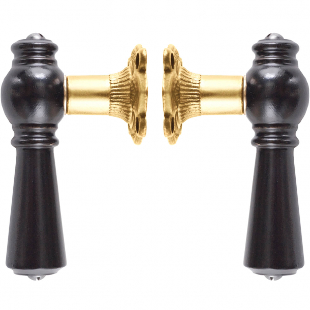 Wooden Door handle interior - Brass and black wood (205208)