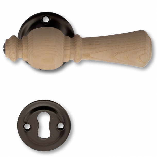 Wooden Door handle interior - Black brass Ash (21040011)