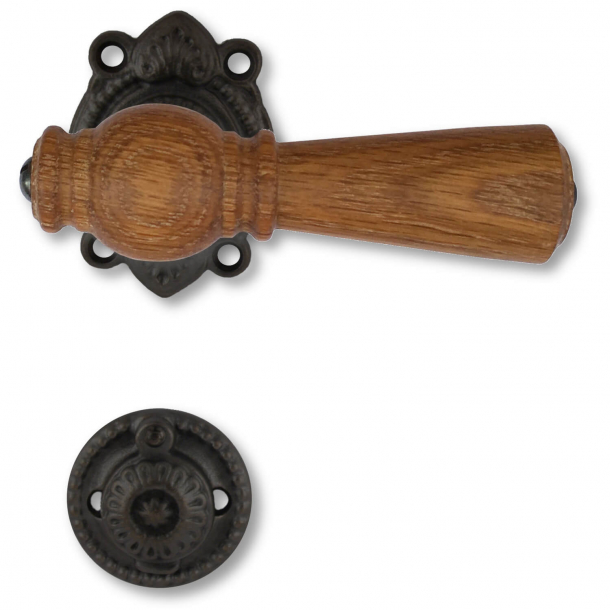 Wooden Door handle interior - Oak / Antique black brass (670E205291)