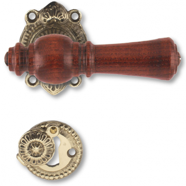 Wooden Door handle interior - Antique Brass and Rosewood wood (205207)