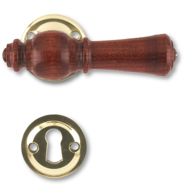 Wooden Door handle interior - Brass and rosewood (205201)