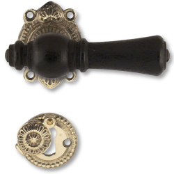 Wooden Door handle interior - Brass and black wood (205208)