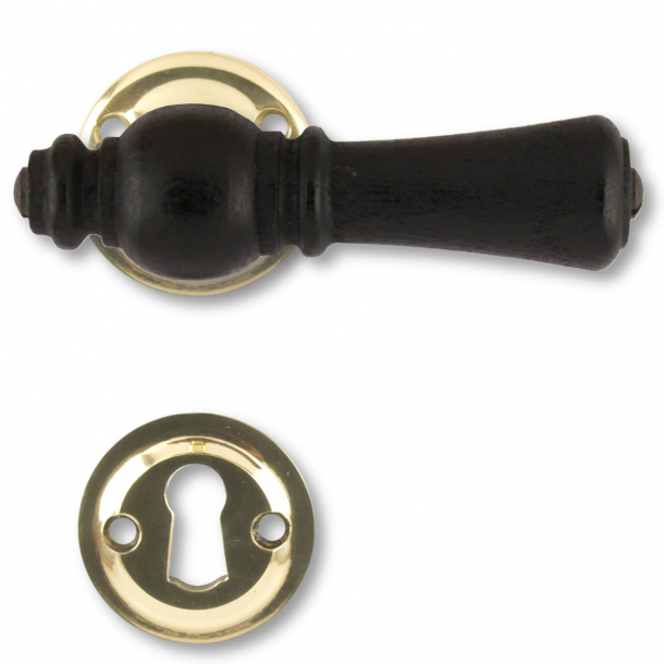 Wooden Door handle interior - Brass and black wood (205203)