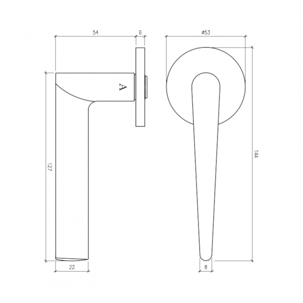 Aprile Trgriff mit PZ-Zylinderring - Polierter Chrom - Modell Arnica