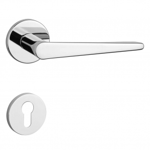 Aprile Door handle with euro profile cylinder ring - Polished chrome - Model Arnica