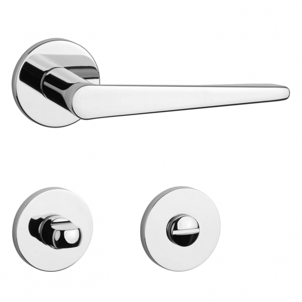Aprile Door handle with privacy lock - Polished chrome - Model Arnica