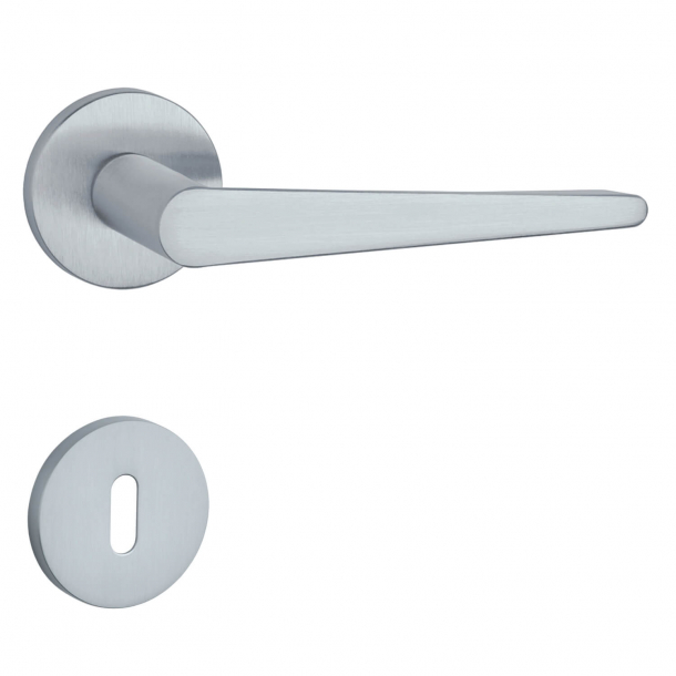 Aprile Door handle with Escutcheon - Satin chrome - Model Arnica