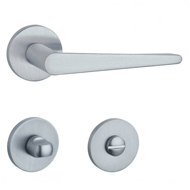 Aprile Door handle with privacy lock - Satin chrome - Model Arnica