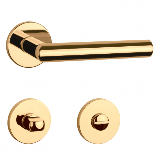 Aprile Door handle with privacy lock - Gold - Model Arabis