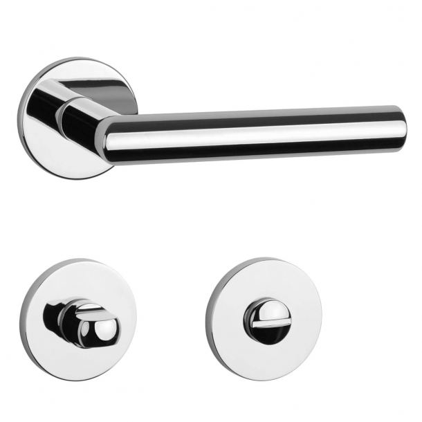 Aprile Door handle with privacy lock - Polished chrome - Model Arabis