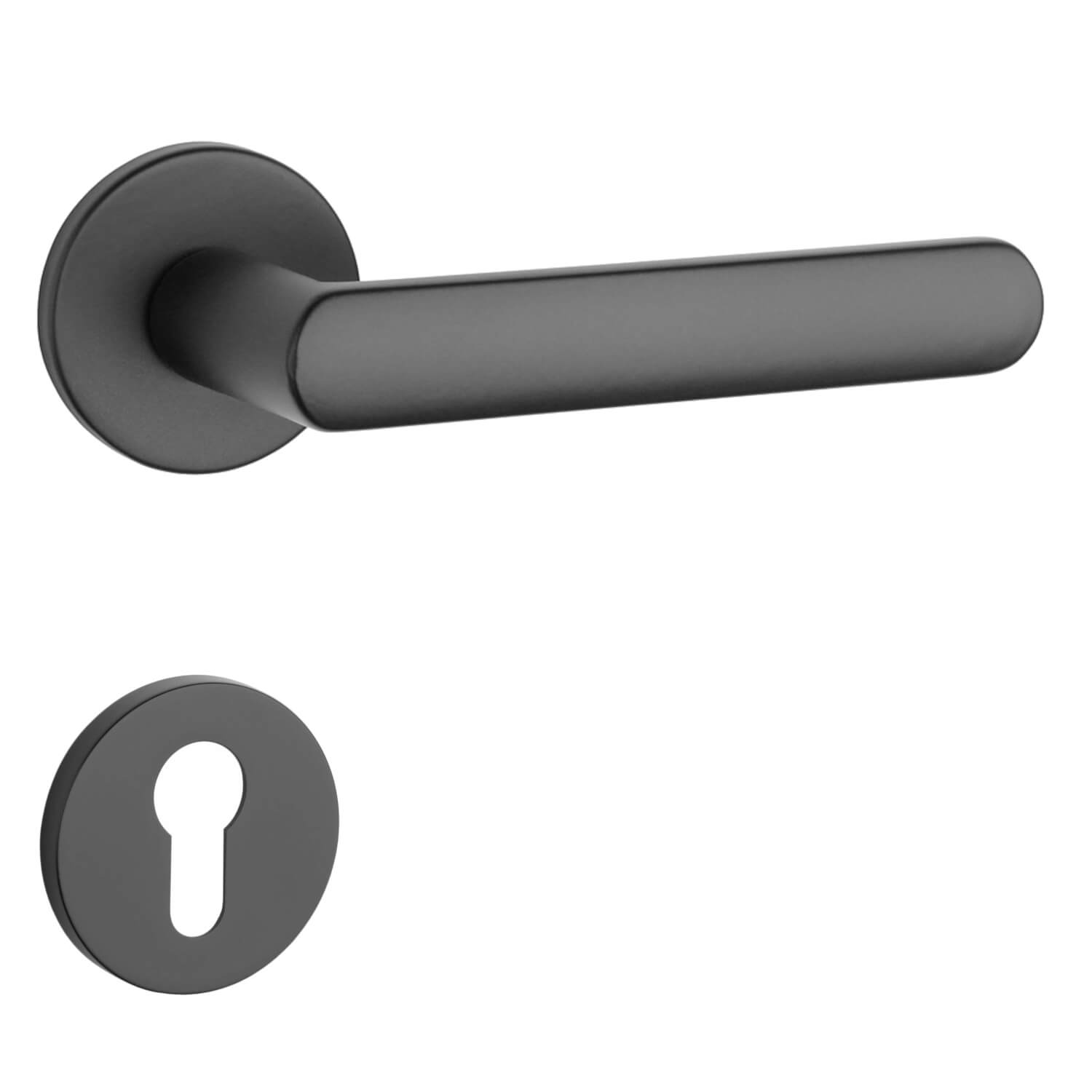 Aprile Door handle with euro profile cylinder ring - Black - Model 