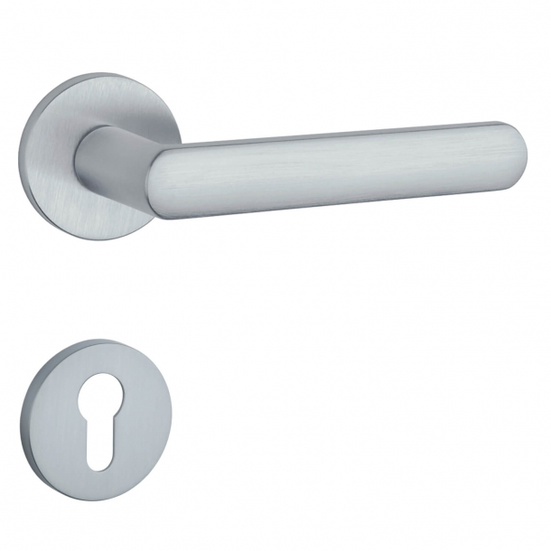 Aprile Door handle with euro profile cylinder ring - Satin chrome - Model Fragola