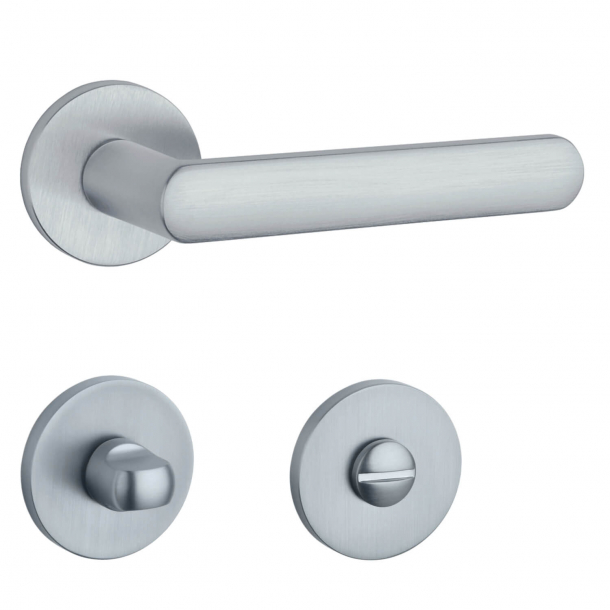 Aprile Door handle with privacy lock - Satin chrome - Model Fragola