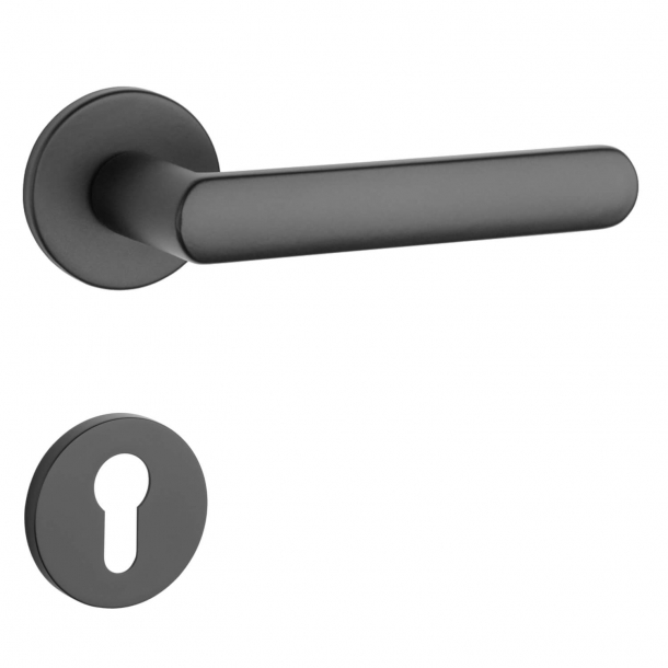 Aprile Door handle with euro profile cylinder ring - Black - Model Fragola