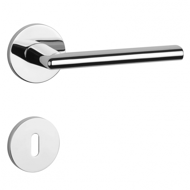 Aprile Door handle with Escutcheon - Polished chrome - Model Kalmia