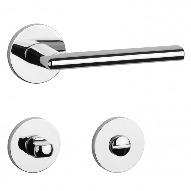 Aprile Door handle with privacy lock - Polished chrome - Model Kalmia