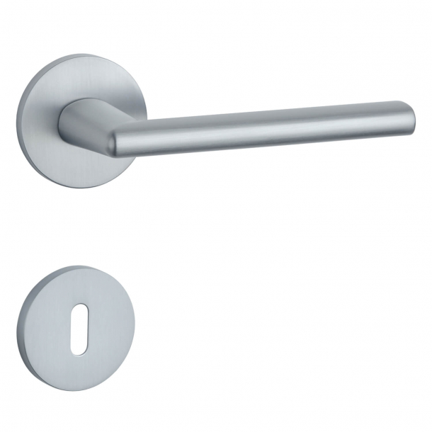 Aprile Door handle with Escutcheon - Satin chrome - Model Kalmia