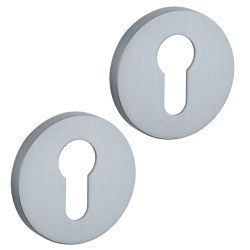 Aprile Door handle with euro profile cylinder ring - Satin chrome - Model Arabis