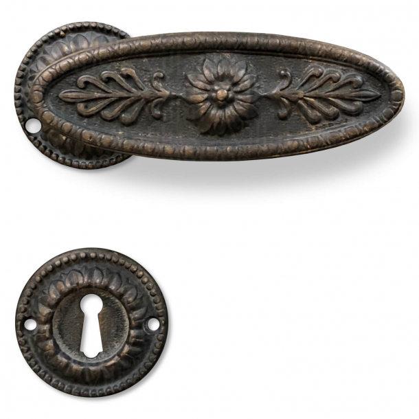 Klamka do drzwi wewn&#281;trznych - Rozeta pod klucz - Antyczny mosi&#261;dz - Styl imperialny - model C02011