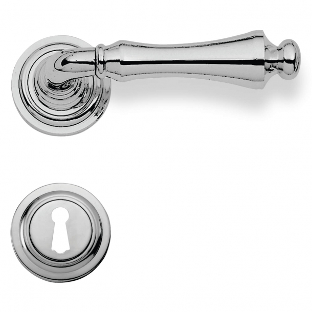 Dörrhandtag - Inomhus - Krom - Rose och nyckelsymbol - Enrico Cassina Modell C16211