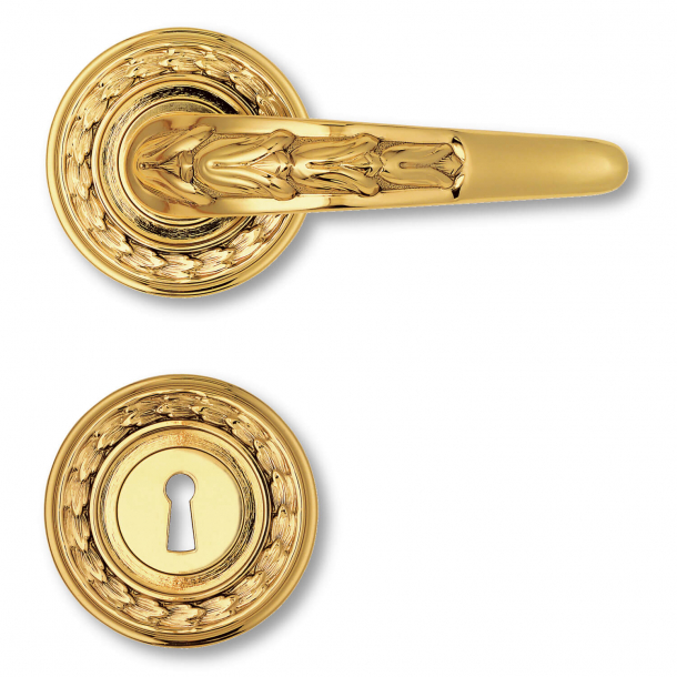  Klamka do drzwi wewn&#281;trznych, Mosi&#261;dz - Rozeta pod klucz - styl imperialny - model 718