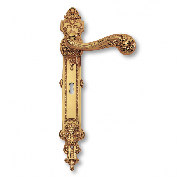 Door handle interior - Brass, Back plate - Italian Baroque - model C01210 - Elisabetta