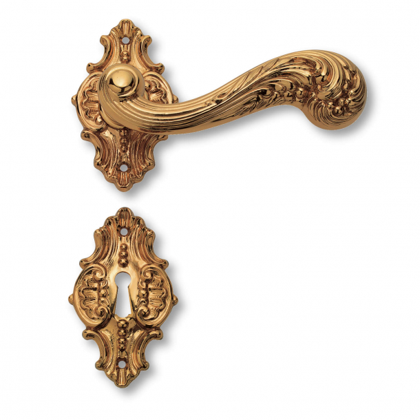Klamka do drzwi wewn&#281;trznych, Mosi&#261;dz - Rozeta pod klucz - W&#322;oski barok- model C01215