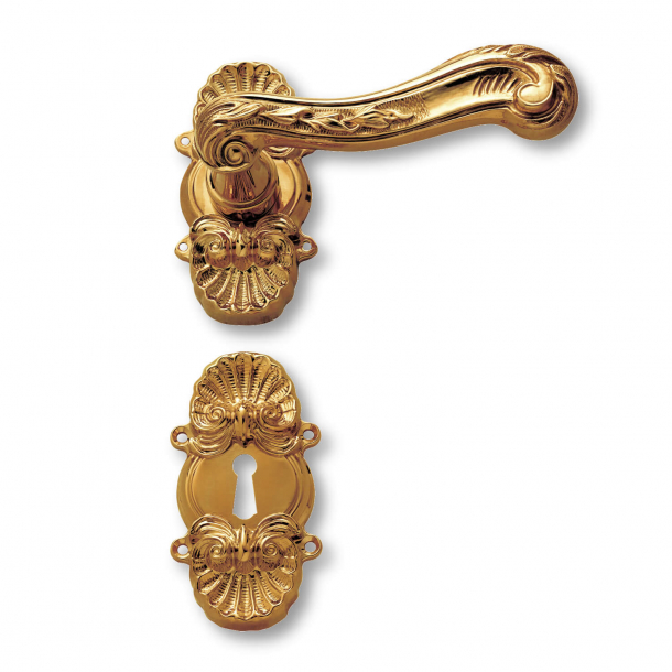 Klamka do drzwi wewn&#281;trznych, Mosi&#261;dz - Rozeta pod klucz - W&#322;oski barok- model C04315