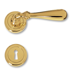 Klamka do drzwi z rozet&#261; pod klucz - Mosi&#261;dz - Styl kolonialny - model 480090