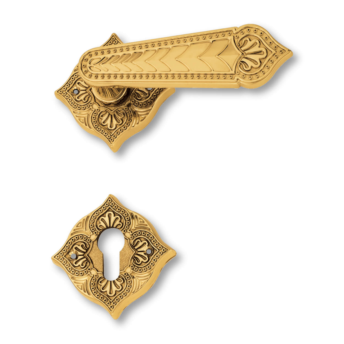 Door Handle Interior Brass Rosette Escutcheon Colonial Style Model C12111 Italian Door 5427