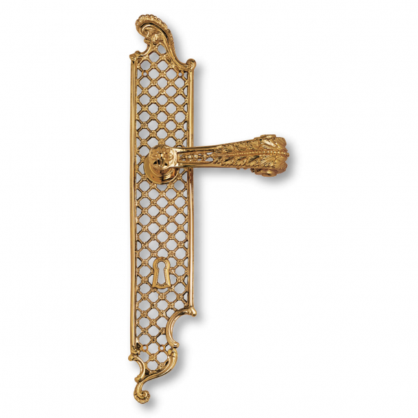 Inomhus dörrhandtag - Mässing långskylt - Louis XVI stil - modell C01810