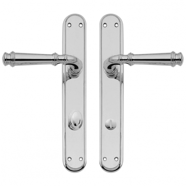 Door handle on backplate with privacy lock - Chrome plated - Interior - XX Century - model C13010/5