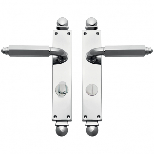 Door handle interior Chrome - Art Deco , Back plate with Privacy lock