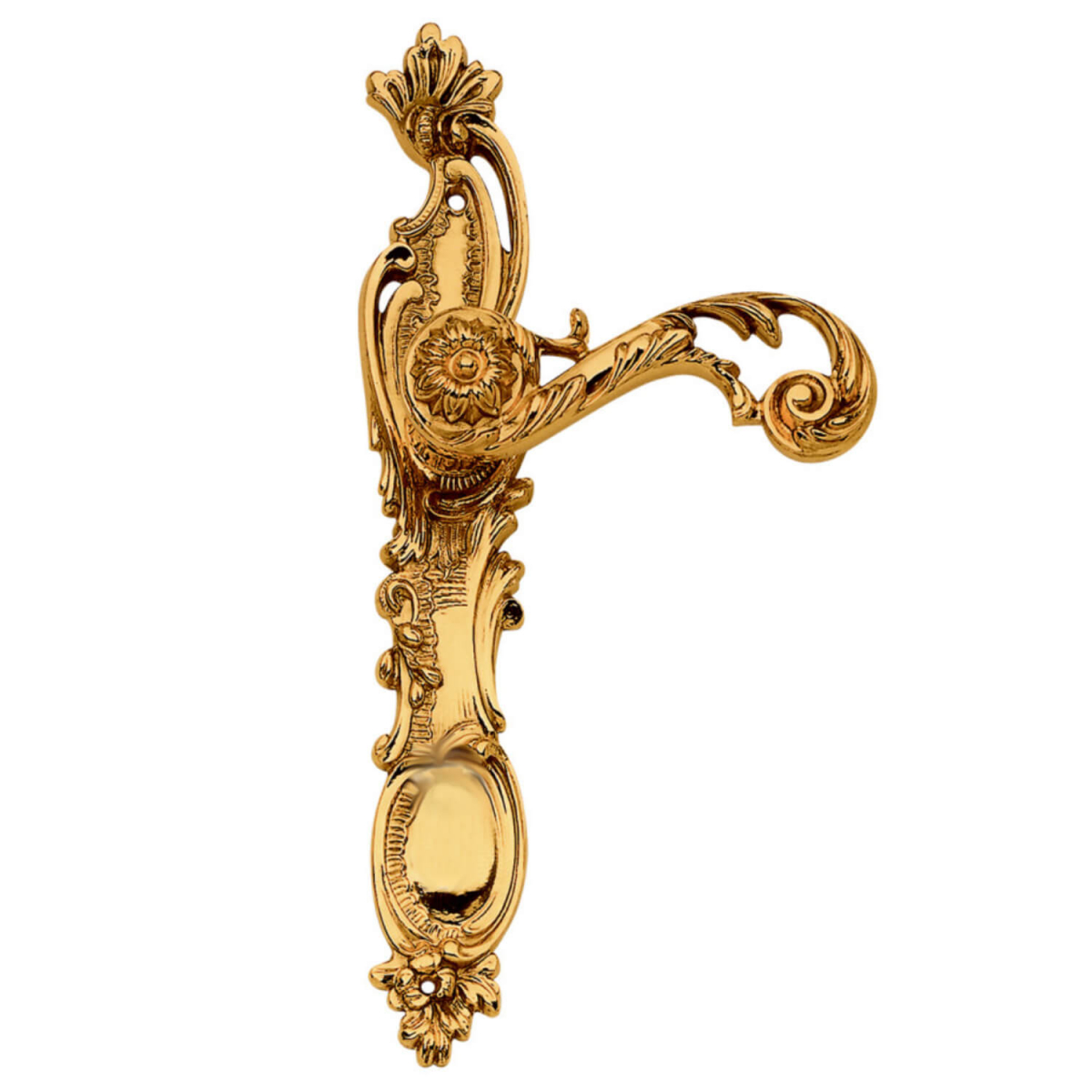 Door Handle On Back Plate Interior Brass Louis XV Model C11910