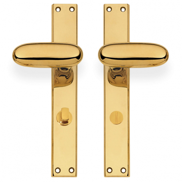Door handle with privacy lock - Interior - Brass - Back plate - 1930 - C09210/5