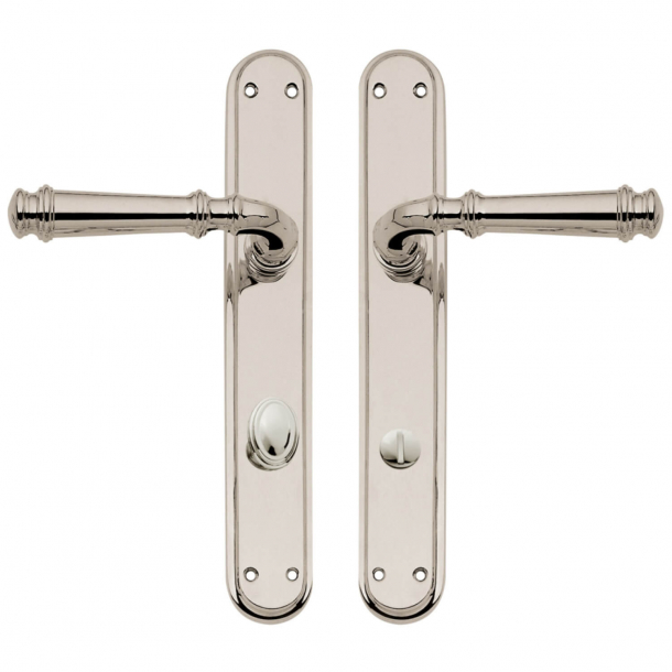 Door handle on backplate with privacy lock - Nickel plated - Interior - XX Century - model C13010/5