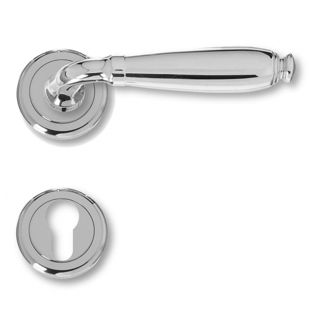 Door handle - Exterior- Nickel - Rosette and PZ cylinder ring - Model 480990