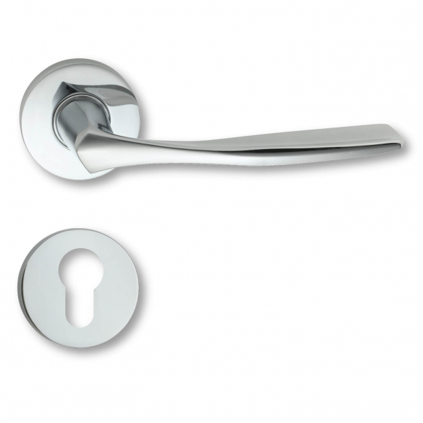 Door handle exterior chrome, rosette and cylinder ring, Model C07911