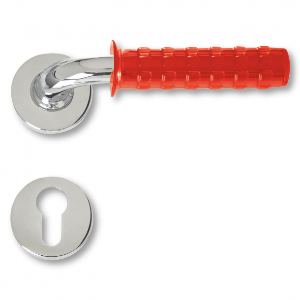 Door handle chrome and red rubber - Pop Gum - model C19511