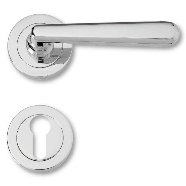 Door handle exterior chrome, rosette and cylinder ring, Model 4802