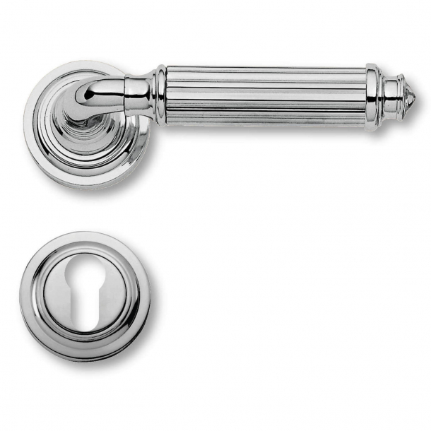Door handle exterior Chrome, rosette and cylinder ring, Model C15111