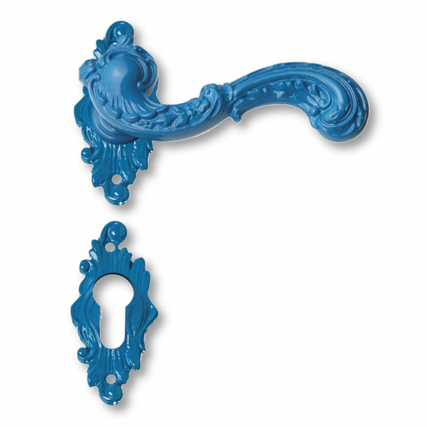 Dörrhandtag - Utomhus rosett och nyckelskylt - blå - ROCOCO POP - modell C12811