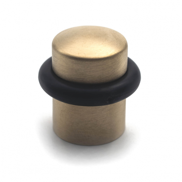 Door stop - Brushed Brass - Black rubber band - 34 mm - Model 1307