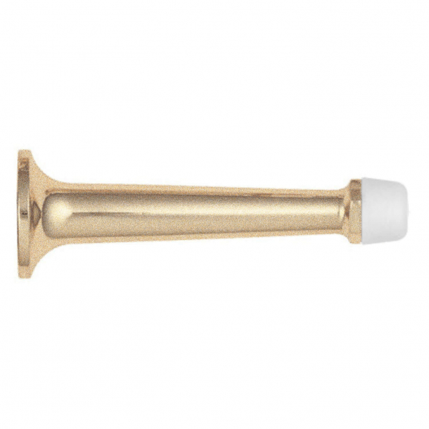 Door stop 1148 - Brushed Brass - White tip - 98 mm