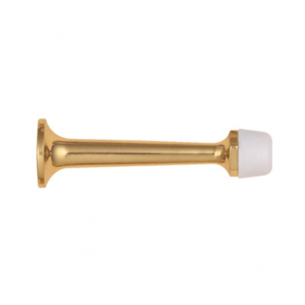Door stop 1147 - Brass without lacquer - White tip - 78 mm