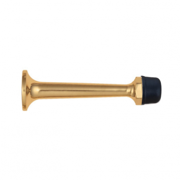 Door stop 1147 - Brass without lacquer - Black tip 78 mm