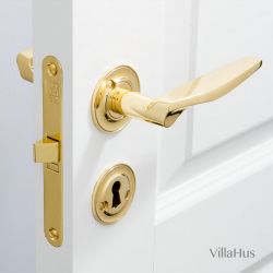 Drrhandtag - Inomhus - Mssing utan lack - Ornamenterad rosett och nyckelskylt - Modell GAE