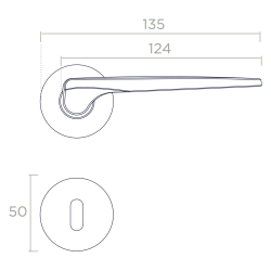 Door handle - Brass without lacquer - Without rosettes - Model GAE