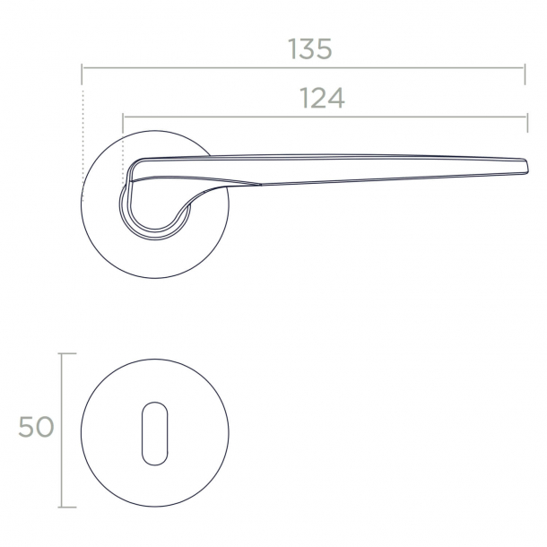 Door handle - Brass without lacquer - Without rosettes - Model GAE